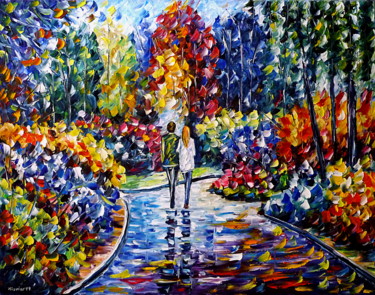 Painting titled "Im Garten" by Mirek Kuzniar, Original Artwork, Oil