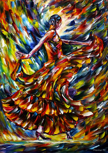 Pittura intitolato "Flamenco Tänzerin I" da Mirek Kuzniar, Opera d'arte originale, Olio
