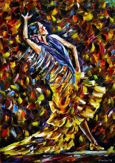 Painting titled "Flamenco Tänzerin II" by Mirek Kuzniar, Original Artwork, Oil