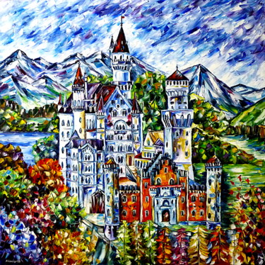 「Schloss Neuschwanst…」というタイトルの絵画 Mirek Kuzniarによって, オリジナルのアートワーク, オイル
