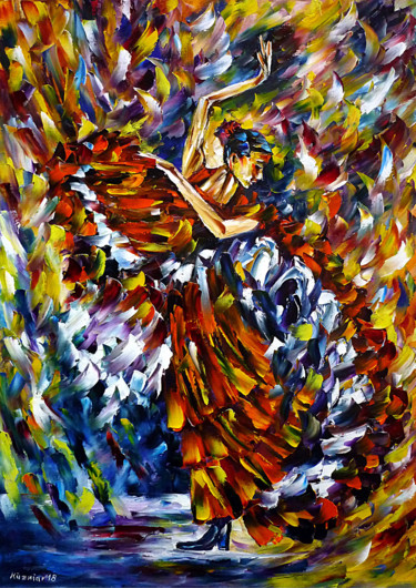 Painting titled "Flamenco Tänzerin IV" by Mirek Kuzniar, Original Artwork, Oil