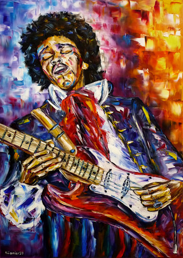 Painting titled "Jimi" by Mirek Kuzniar, Original Artwork, Oil