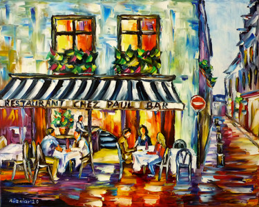 Картина под названием "Chez Paul, Paris" - Mirek Kuzniar, Подлинное произведение искусства, Масло