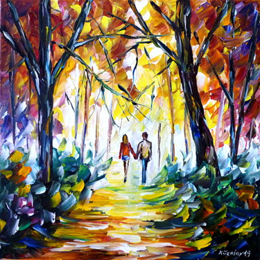 Painting titled "In den Herbst hinein" by Mirek Kuzniar, Original Artwork, Oil