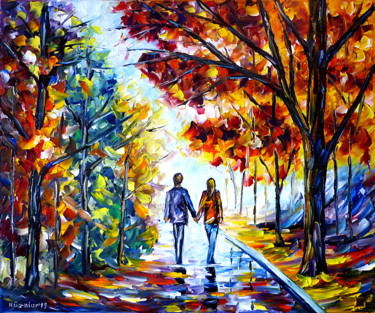 Painting titled "Feuchter Herbsttag" by Mirek Kuzniar, Original Artwork, Oil