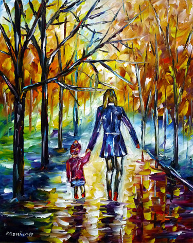 Painting titled "Mutter mit Tochter" by Mirek Kuzniar, Original Artwork, Oil