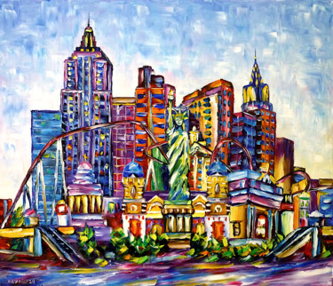 Malerei mit dem Titel "Las Vegas" von Mirek Kuzniar, Original-Kunstwerk, Öl