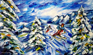 Painting titled "Hinunter ins Tal" by Mirek Kuzniar, Original Artwork, Oil