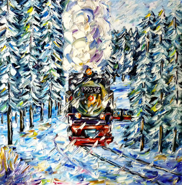 Painting titled "Winter im Harz" by Mirek Kuzniar, Original Artwork, Oil