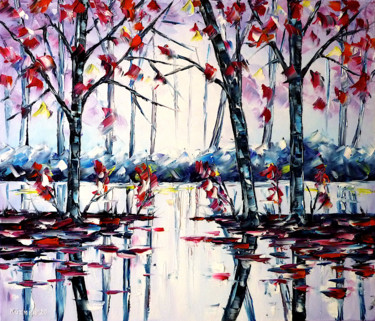 Peinture intitulée "Herbstmorgen" par Mirek Kuzniar, Œuvre d'art originale, Huile