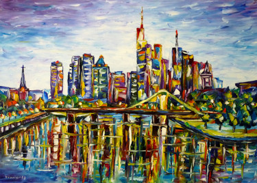 Peinture intitulée "Frankfurt, Skyline" par Mirek Kuzniar, Œuvre d'art originale, Huile