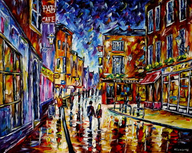 Malerei mit dem Titel "Dublin am Abend" von Mirek Kuzniar, Original-Kunstwerk, Öl