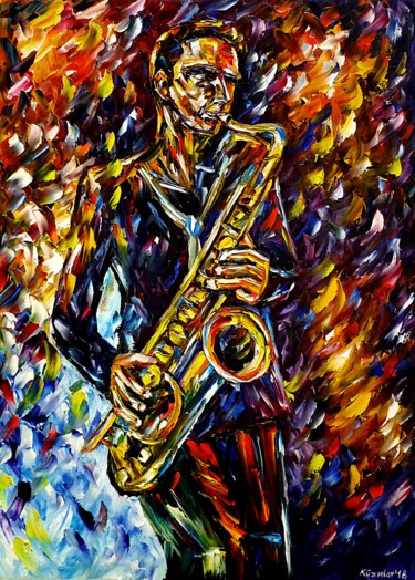 Malerei mit dem Titel "Jazz" von Mirek Kuzniar, Original-Kunstwerk, Öl