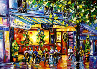 Peinture intitulée "Café Le Parvis, Par…" par Mirek Kuzniar, Œuvre d'art originale, Huile