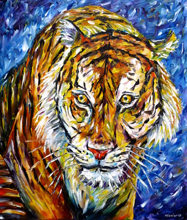 Peinture intitulée "Sumatra Tiger" par Mirek Kuzniar, Œuvre d'art originale, Huile