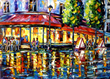 Painting titled "Paris am Abend" by Mirek Kuzniar, Original Artwork, Oil