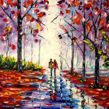 Painting titled "Eisiger Herbst" by Mirek Kuzniar, Original Artwork, Oil