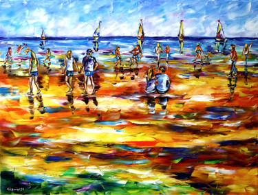 Pittura intitolato "Strandleben" da Mirek Kuzniar, Opera d'arte originale, Olio