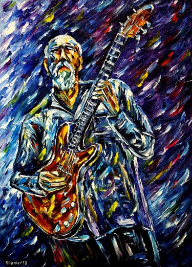 Pintura titulada "Jazzgitarrist" por Mirek Kuzniar, Obra de arte original, Oleo
