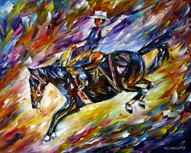 Painting titled "Rodeo I" by Mirek Kuzniar, Original Artwork, Oil
