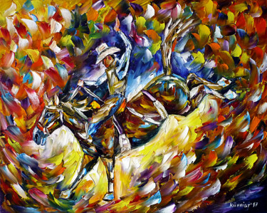 Ζωγραφική με τίτλο "Rodeo II" από Mirek Kuzniar, Αυθεντικά έργα τέχνης, Λάδι