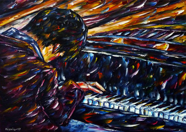 Painting titled "Pianist (Nobuyuki T…" by Mirek Kuzniar, Original Artwork, Oil