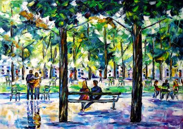 Pittura intitolato "Jardin des Tuilerie…" da Mirek Kuzniar, Opera d'arte originale, Olio