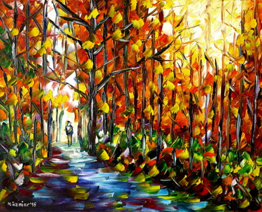Pintura titulada "Im Herbstwald" por Mirek Kuzniar, Obra de arte original, Oleo