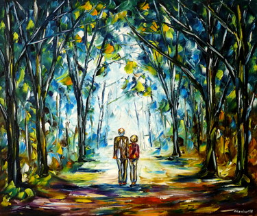 Painting titled "Morgenspaziergang" by Mirek Kuzniar, Original Artwork, Oil