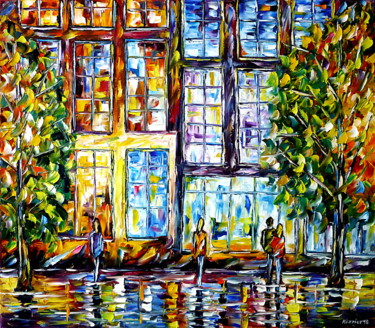 Schilderij getiteld "Schaufenster in der…" door Mirek Kuzniar, Origineel Kunstwerk, Olie