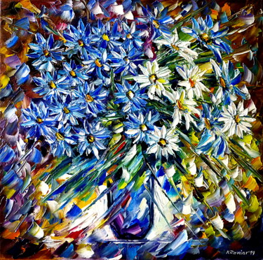 Pintura intitulada "Blaue Schönheit" por Mirek Kuzniar, Obras de arte originais, Óleo