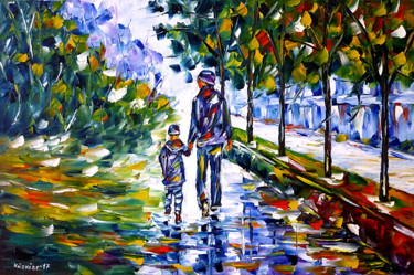 Peinture intitulée "Junger Vater mit So…" par Mirek Kuzniar, Œuvre d'art originale, Huile