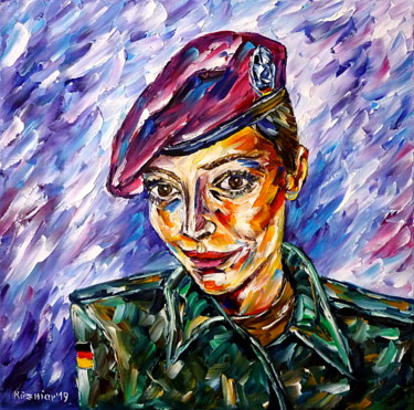 Painting titled "Soldatin" by Mirek Kuzniar, Original Artwork, Oil