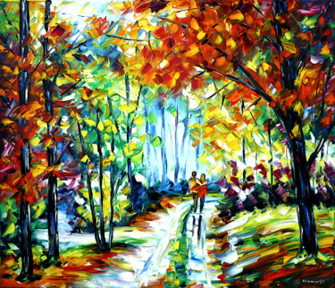 Painting titled "On An Autumn Day" by Mirek Kuzniar, Original Artwork, Oil