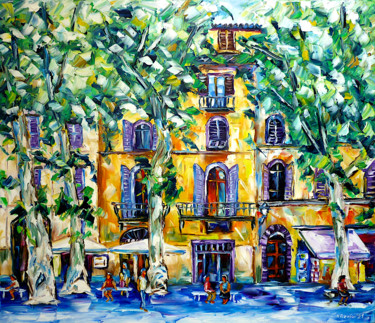 Malerei mit dem Titel "Sommertag in Lucca" von Mirek Kuzniar, Original-Kunstwerk, Öl