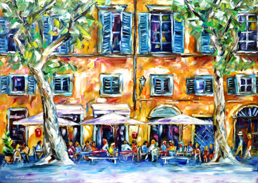 Painting titled "Lucca, Piazza Napol…" by Mirek Kuzniar, Original Artwork, Oil