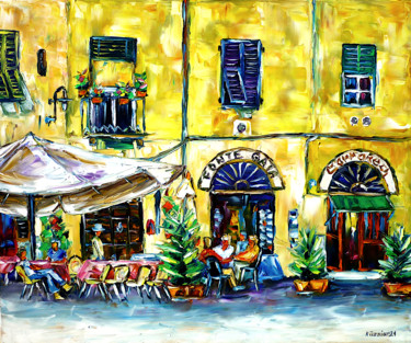 Malerei mit dem Titel "Lucca, Piazza Anfit…" von Mirek Kuzniar, Original-Kunstwerk, Öl