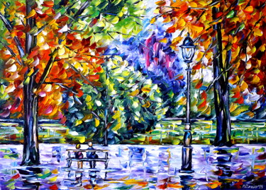 Painting titled "Parc des Buttes-Cha…" by Mirek Kuzniar, Original Artwork, Oil