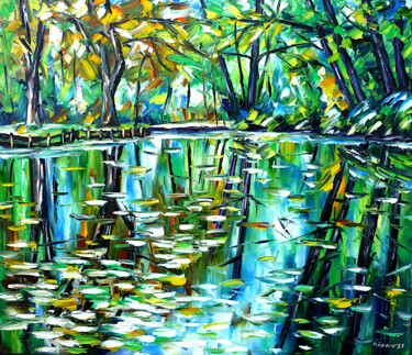 Malerei mit dem Titel "Herbst im Spreewald" von Mirek Kuzniar, Original-Kunstwerk, Öl