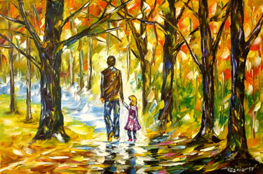 Malerei mit dem Titel "Father With Daughte…" von Mirek Kuzniar, Original-Kunstwerk, Öl