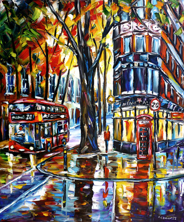 Painting titled "Autumn in London" by Mirek Kuzniar, Original Artwork, Oil