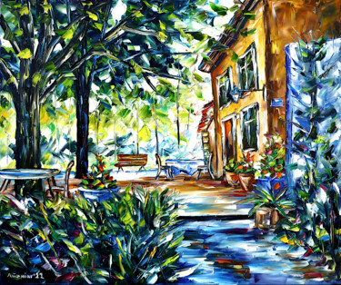 Malerei mit dem Titel "Provence Idylle" von Mirek Kuzniar, Original-Kunstwerk, Öl