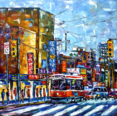 Картина под названием "Toronto, Chinatown I" - Mirek Kuzniar, Подлинное произведение искусства, Масло