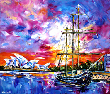 Malerei mit dem Titel "Sydney Harbour" von Mirek Kuzniar, Original-Kunstwerk, Öl