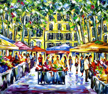 Malerei mit dem Titel "On The Market" von Mirek Kuzniar, Original-Kunstwerk, Öl