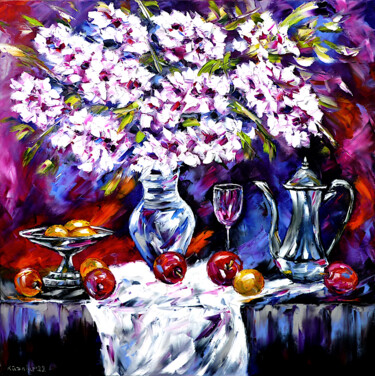 Painting titled "Cherry Blossom" by Mirek Kuzniar, Original Artwork, Oil