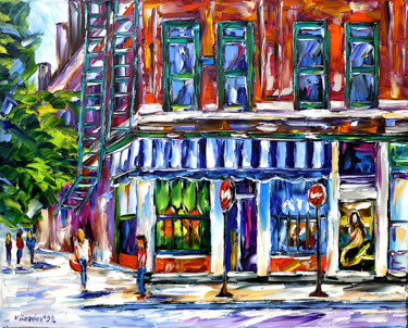 Painting titled "Chicago street scene" by Mirek Kuzniar, Original Artwork, Oil