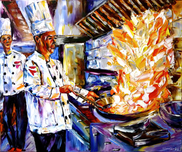 Painting titled "The cook and his ap…" by Mirek Kuzniar, Original Artwork, Oil