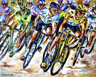 Malerei mit dem Titel "Tour de France" von Mirek Kuzniar, Original-Kunstwerk, Öl