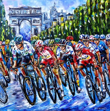 Pittura intitolato "Tour de France, Par…" da Mirek Kuzniar, Opera d'arte originale, Olio
